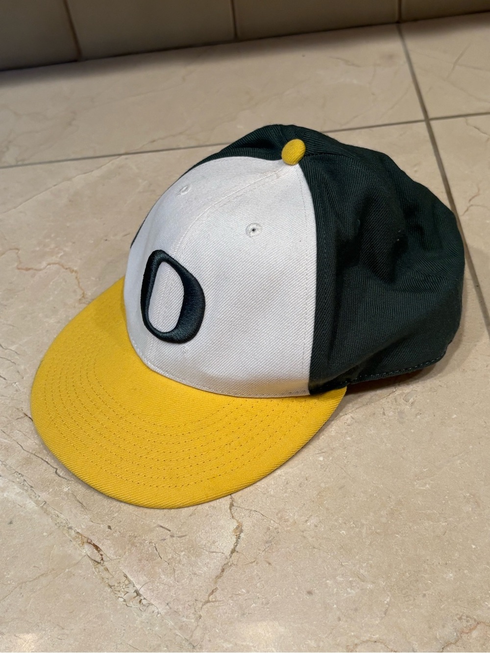 Nike Green White and Yellow Baseball Hat with 'O' on the Front
